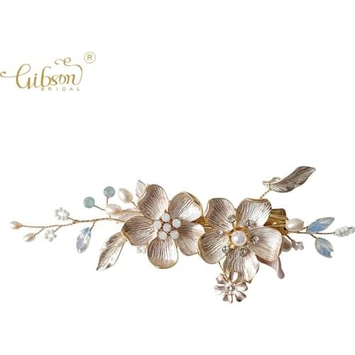 Delicate Flower Opal Crystal Headpiece Wedding Bridal Hair Accessories Hair Clip Comb For Women Party Prom
