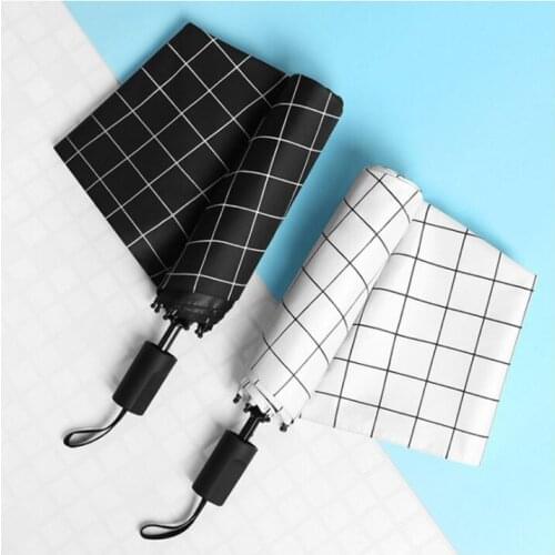 Creative black plastic lattice umbrella three fold manual sunshade sun umbrella nine plywood folding umbrella custom advertising