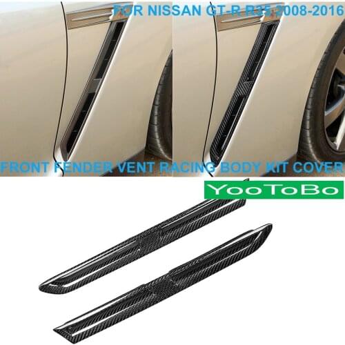 LHD RHD Car Styling Real Carbon Fiber Front Fender Vent Arch Flare Racing Body Kit Cove Trim For Nissan GTR GT-R R35 2008-2016