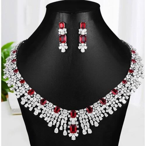 Missvikki Gorgeous Luxury Bridal Ladies Wedding Necklace Earrings Jewelry Sets With AAA Cubic Zircon Stone Party Accessories