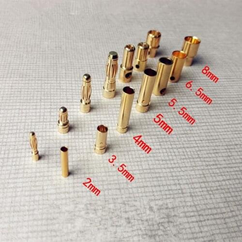 RC Model Li-Po Battery Male/Female Banana Bullet Connector Plug 2/3/3.5/4/5/5.5/6.5/8mm