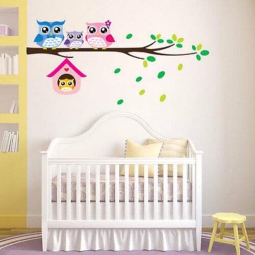 Cartoon Owl Tree Wall Stickers for Kids Baby Children Room Vinyl Art Decal Wall Stickers Home Decor