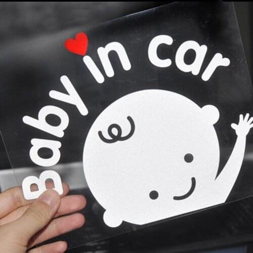 Car Stickers Car Exterior Safety Tailbox Reflective Warning Sticker Cartoon Baby "Baby In Car" Sticker Car Decal Car Accessories