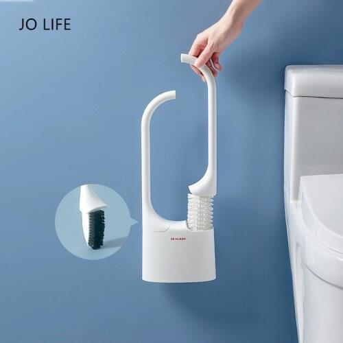 JO LIFE Wall-Mounted Floor-Standing Toilet Brush TPR Nylon Double Brush Head Cleaning Brush Bathroom Accessories