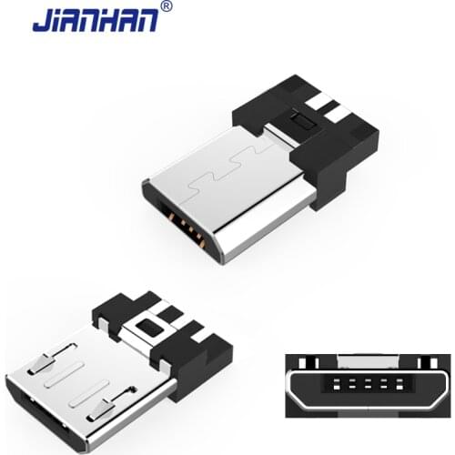 JianHan Micro USB Connector 5 Pin Male USB Connectors DIY Adapter Connectors Micro-USB 5 Pin Adapters 5 Pack 10 Pack 100 Pack