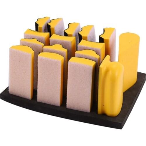 16Pcs/Set Sanding Pad 40x100Mm Shaped Hand Sanding Block Sanding Disc Grinding Sponge for Hook & Loop Sandpaper Abrasive Tools