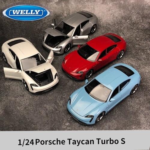 WELLY 1:24 Alloy Diecast Static Car Model For Porsche Taycan Turbo Men Display Gift