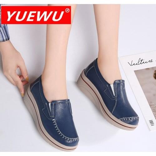 YUEWU Womens Casual Leather Shoes Outdoor Comfortable Light Footwear Slip-on Ladies Sneskers Shoes For Women