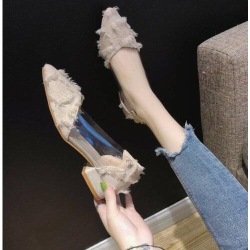 2021 Shoes Thin Heels Cover Toe Ladies' Slippers Luxury Slides Slipers Women Shallow High Heeled Mules Pointed Designer