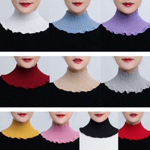 2021 Women Girls Sweater Collar Detachable Knitted Wool Mock Turtleneck Fake False Collar Half Top Winter Neck Warmer