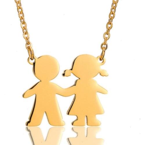 SKQIR Gold Lovers Couple Pendant Necklace Fashion 2019 Boys Girls Couple Necklaces Jewelry For Women Stainless Steel Chain Kyole