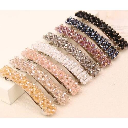 1Pcs Women Shining Crystal Rhinestone Hairpins Barrettes Cute Geometric Hair Clips Seed Beads Hairgrip Hair Accessorie