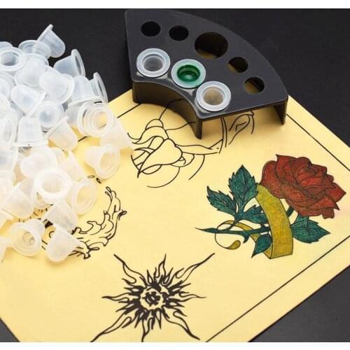100pcs/pack Magic Grafting Tattoo Color Cup Silicone Pigment Cups Caps Tattoo Ink Holder Permanent Makeup Supplies Cosmetic
