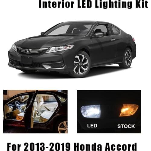 12 Bulbs White Interior LED Car Ceiling Light Kit Fit For 2013-2017 2018 2019 Honda Accord Map Dome Trunk Mirror License Lamp
