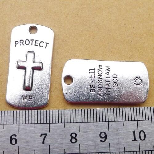 12pcs Cross Protect Me DIY Couples Pendant Necklace Keychain Earrings Accessories Charms Findings Jewelry Making Supplies Crafts