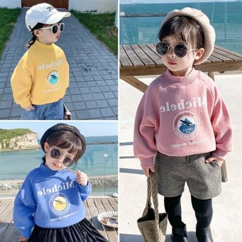 2019 baby girl boy winter sweater velvet inside bottom shirts girls kids printed jacket children clothing