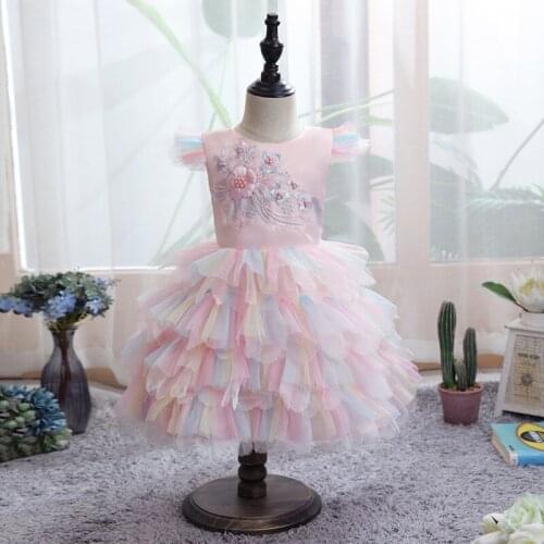 2021 Spring New Baby Kids Dress Skirt Girls Embroidery Birthday Party Dress Flower Girl Wedding Dress Princess Dresses