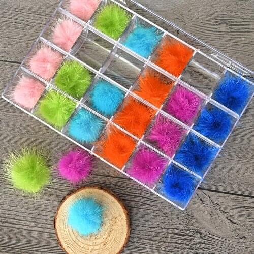 24pcs/box 6 Colors Cute Nail Fur Ball Decorations Nail Art Plush Ball 2.7cm Fluffy Hairball Detachable Magnetic Pom Poms JR#3748