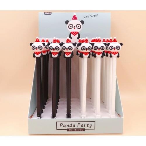 36pcs/lot cute cartoon panda party silicone gel pen Roller ball pens office school creative students stationery