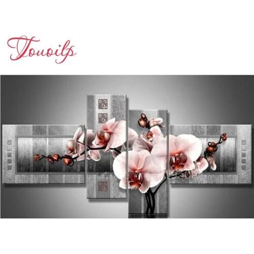 4 pcs,Full Square 5D DIY Diamond Painting Magnolia flower Picture 3d Diamond Embroidery,Cross Stitch,Mosaic,stickers,home decor
