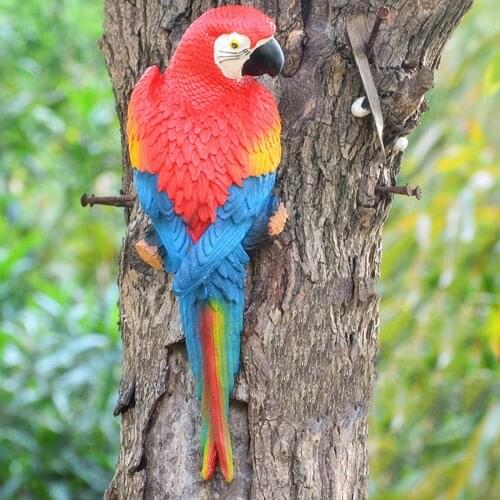 40# Hanging Parrot Statue In Courtyard Garden Statue Tree Interior For Home Decoration Sculptures Yard Garden Decor Ornament