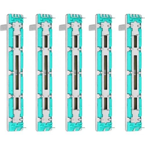 5 Pcs Slide Potentiometer B10K Double Channel Straight Slide Mixer Fader for Multiple Purposes B10K Straight Potentiometer