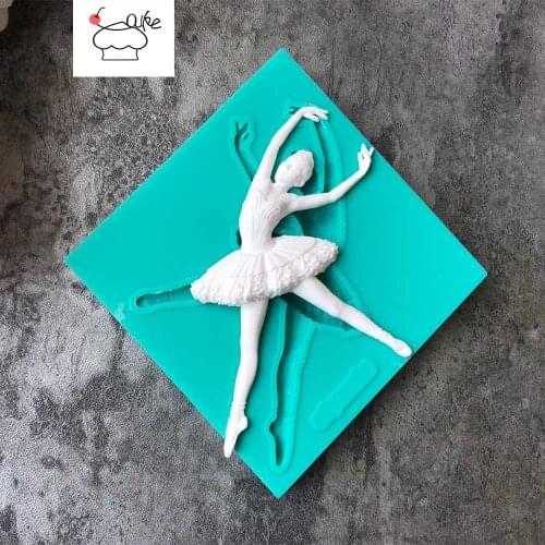 Aouke Ballerina girl Silicone Decorating Molds Cake Silicone Mold Sugarpaste Candy Chocolate Gumpaste Clay Mould