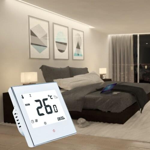 Wireless 10-230V Weekly Programmable LCD Display Touch Screen Water Heating Thermostat Room Temperature Controller