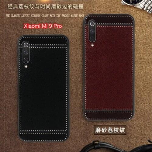 Cover for Xiaomi Mi 9 Pro Case luxury 6.39 inch Soft Black silicone Classic litchi stripes Funda for Xiaomi Mi 9 Pro Phone Cases