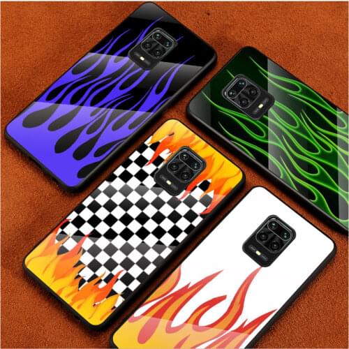 Neon Flames Fire For Xiaomi Redmi Note 10 10S 9T 9S 9 8T 8 7 Phone Case Tempered Glass Hot New Shell Luxury Cove