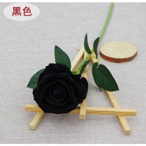 20 Pieces Black Flannel Rose For Wedding Party Favor Hotel Banquet Decoration Plastic Artificial Flower