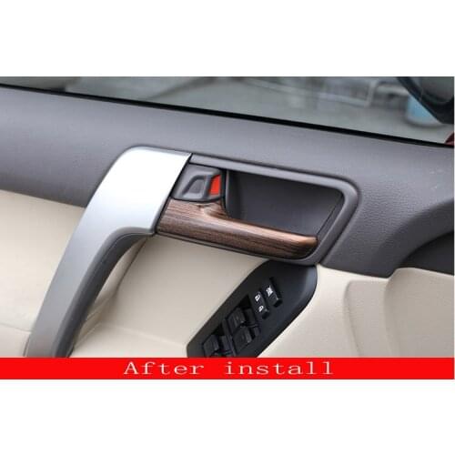Pine Wood Grain Car Accessories Interior Door Handle Decoration Cover Trim For Toyota Land Cruiser Prado FJ150 150 2010-2018