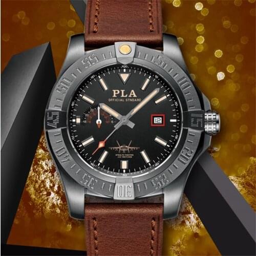 Fyp Retro 1963 Pilot Watch 44mm Dial Diameter Aviation Military Watches Multi-function Display Titanium Sports Tough Guy Watches