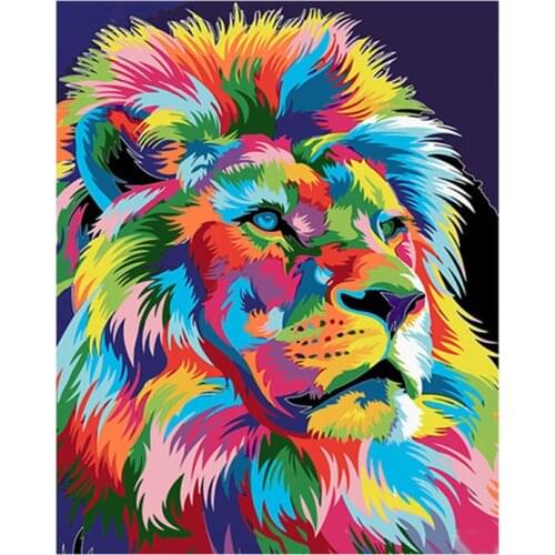GATYZTORY diy frame Lion DIY Painting By Numbers Animals Acrylic Paint On Canvas Home Wall Art Picture Unique Gift 40x50cm