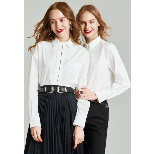 HAVVA 2020 Early Autumn New Draped Hand-crafted Exquisite Split Line Classic Vertical Cut Design Long-sleeved Blouse C5805