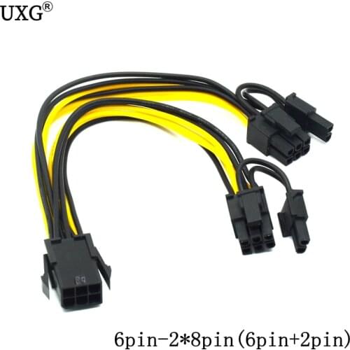 6pin to 2*8pin(6+2)pin for miner Molex 6 pin PCI E to 2*PCIe 8 (6+2) pin Graphics Video Card PCI-e VGA Splitter Hub Power Cable