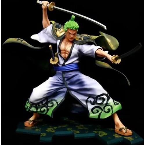 Anime One Piece Wano Zoro Kimono Roronoa Zoro Battle Ver. PVC Action Figure Collection Model Toys Doll 24cm