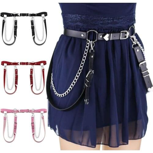 Punk Goth Heart Leather Body Harness Shoulder Chest Chain Bondage Cage Garters Witch Gothic Bdsm Belts Garter Festival Jewelry