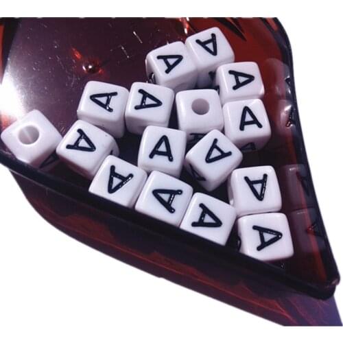 10*10MM Square Acrylic Letter Beads Single Alphabet A Printing White Cube Jewelry English Initial Name Bracelet Beads Wholesale