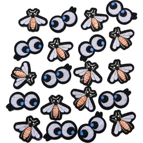 10 Pcs Fashion Bright Eyes Cute Bees Anime Icon Embroidered Applique Patches for Clothing DIY Sew up Badge on the Backpack