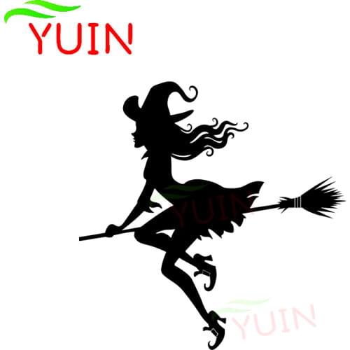 Evil Witch Flying In The Sky Girl Car Sticker New Design Fashion Cool Style PVC Decorative Accessories Waterproof Decal 13*13cm