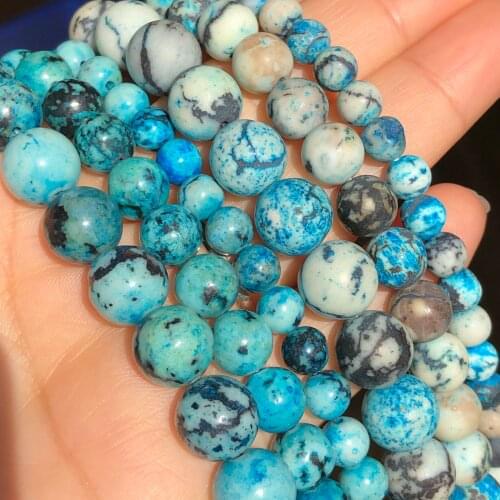 Natural Stone Blue African Turquoises Beads Round Loose Spacer Beads For Jewelry Making 6/8/10mm 15''Inch DIY Bracelet Necklace