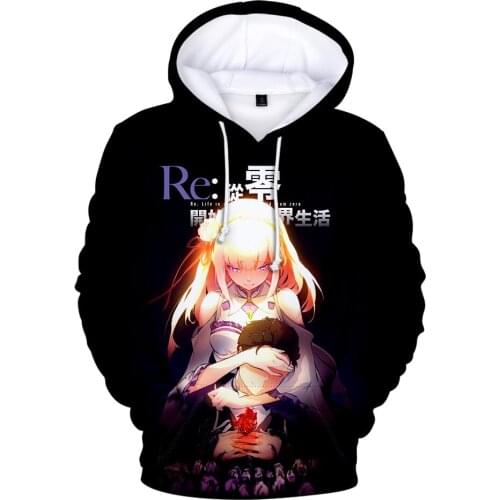 2021 New Re:Life In A Different World From Zero Hoodie RE0 Subaru Emilia Rem 3D Hoodies Kids Sportswear Boys/girls Clothes Tops