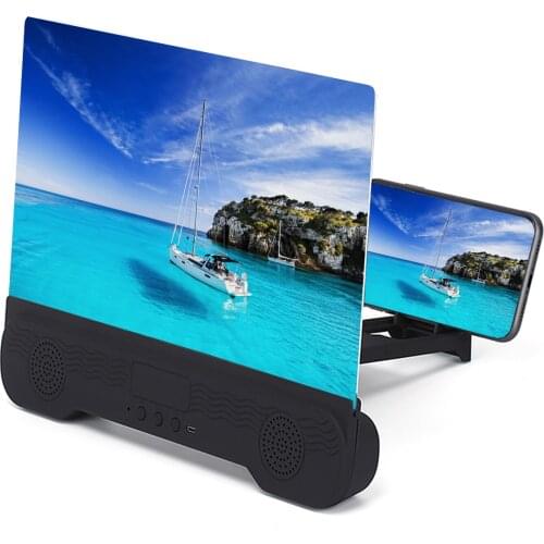 NEW HD Screen Amplifier Desktop Phone Holder Mobile Phone Magnifying Stand Folding Screen Enlarged With Bluetooth Speaker