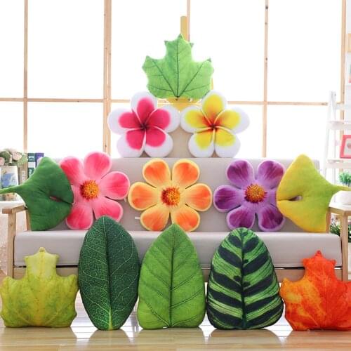 Simulation Feather Cotton Leaf Flower Pillow Plush Toy Flower Leaf Cushion Childrens Gift Home Deco Living Room Sofa Deco