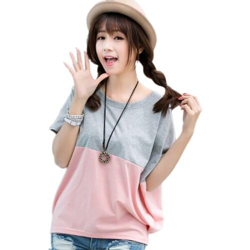 DAXIN Casual T Shirt Summer Korean Style O Neck Large Size Women Loose Short Batwing Sleeve Student Cotton Thin T-shirt