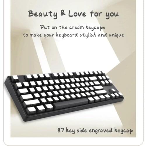 Pudding Cream 104/61/87 Keycaps For Mechanical Keyboards Pervious to Light Cherry/Ikbc