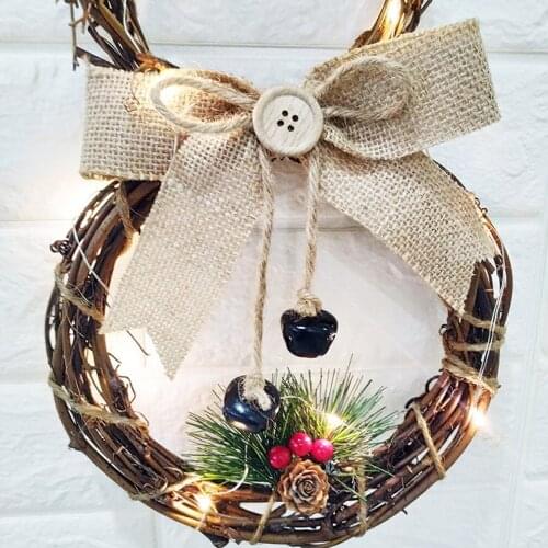 Christmas LED Rattan Wreath Snowman Shaped Wall Door Home Hanging Decor String Lights Garland Xmas Tree Decor