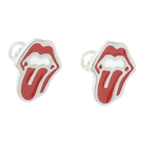New Design Red Tongue Ear Stud Earring Punk Jewelry 20G Stainless Steel Men Women Tragus Rock