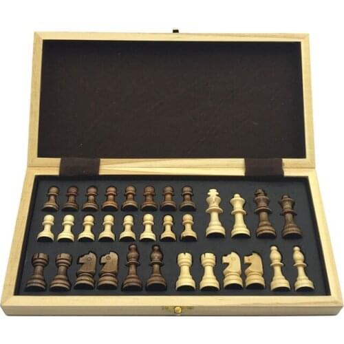 Chess Wooden Wooden Checker Board Solid Wood Pieces Folding Chess Board High-end Puzzle Chess Game Yernea